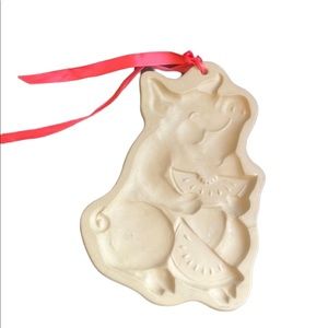 Brown Bag cookie art pig eating watermelon